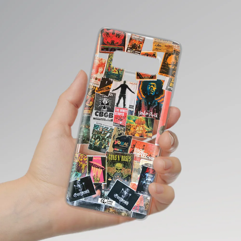 a collection of posters on a wall Samsung Note 8 Clear TPU Case