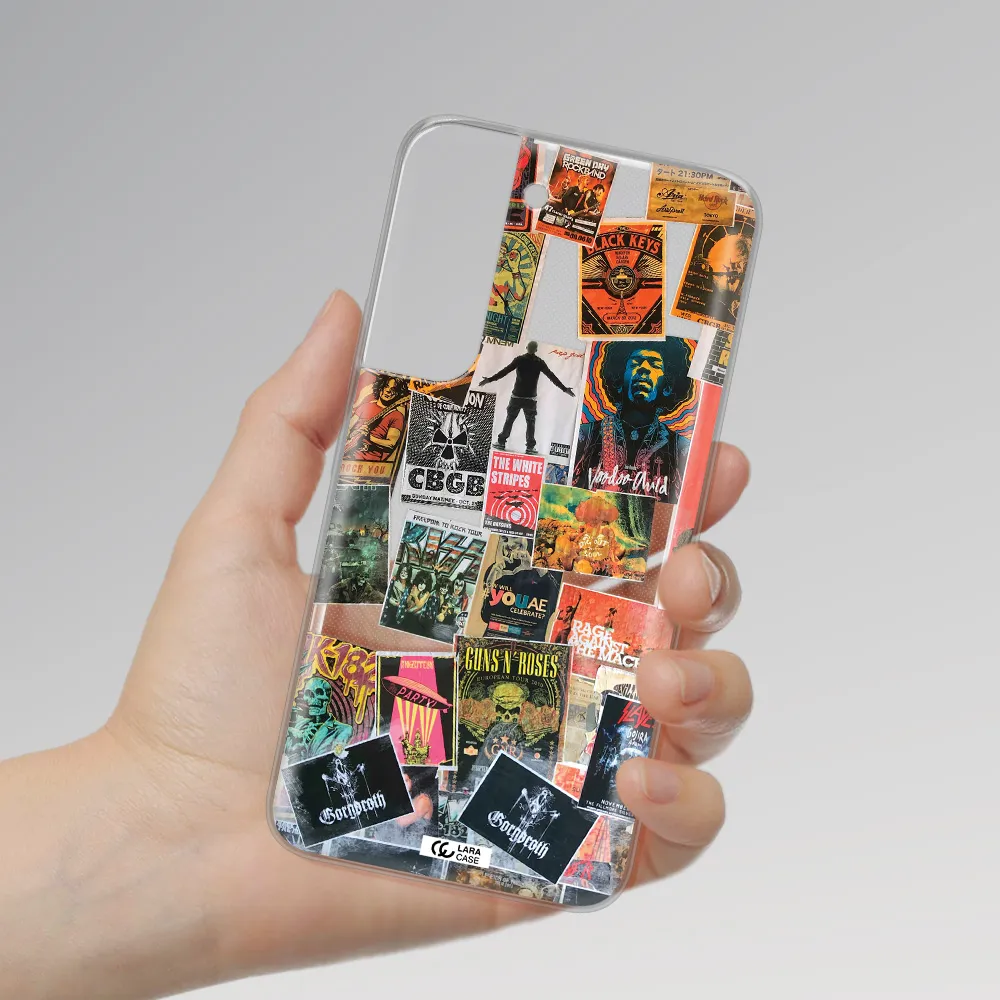 a collection of posters on a wall Samsung S 22 Clear TPU Case