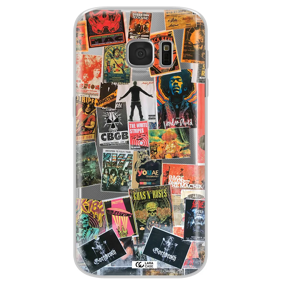 a collection of posters on a wall Samsung S 7 Clear TPU Case