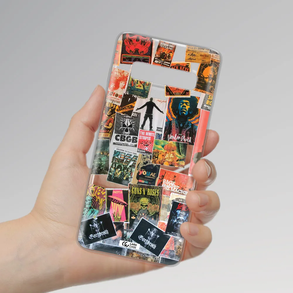 a collection of posters on a wall Samsung S10 Plus Clear TPU Case