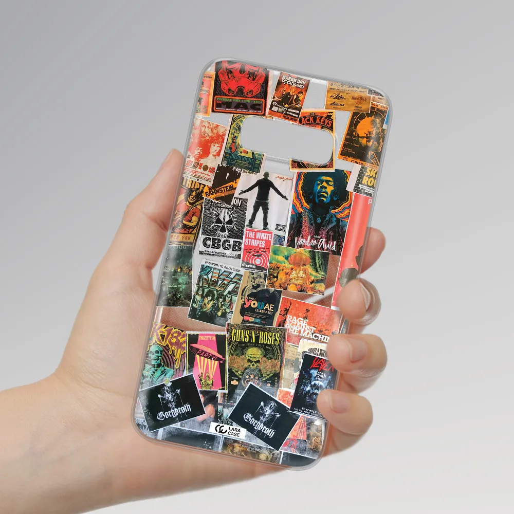 a collection of posters on a wall Samsung S10e Clear TPU Case