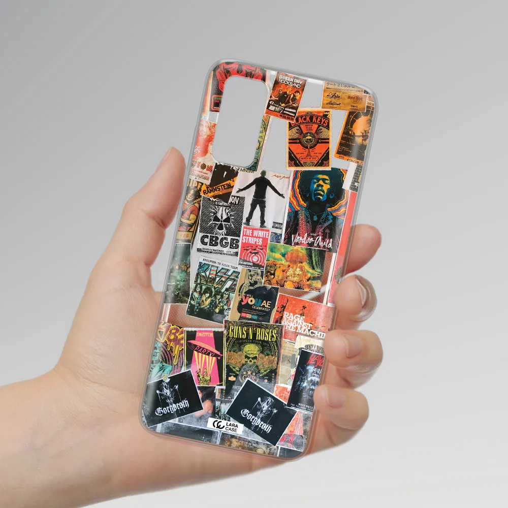 a collection of posters on a wall Samsung S20 Clear TPU Case
