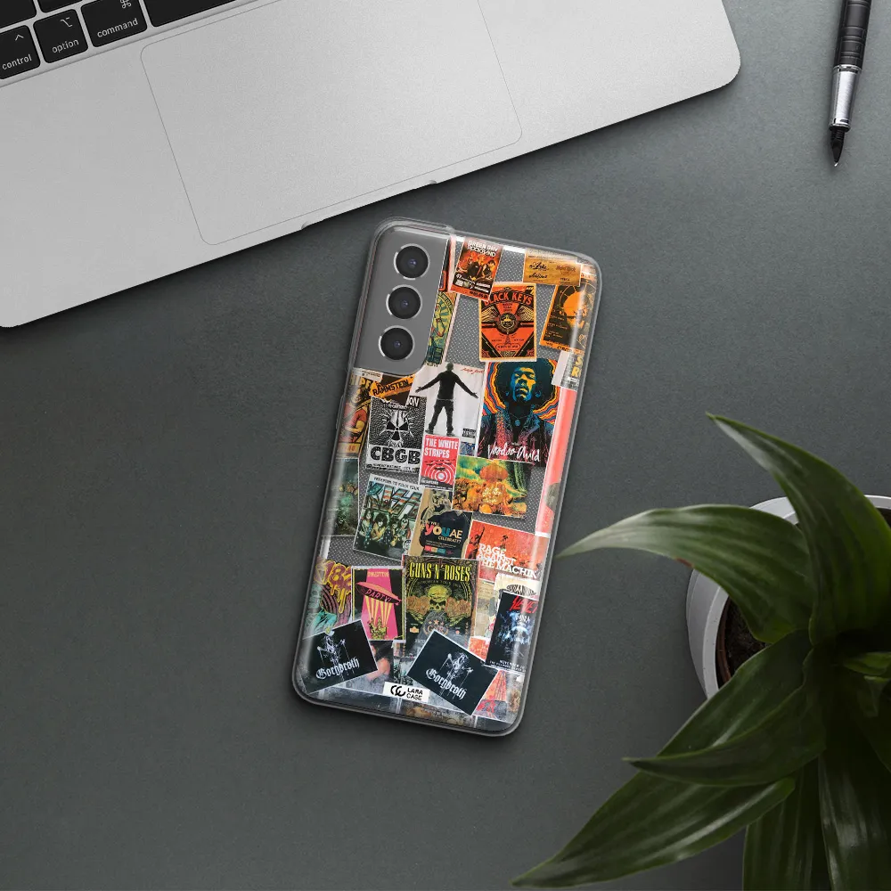 a collection of posters on a wall Samsung S21 Clear TPU Case
