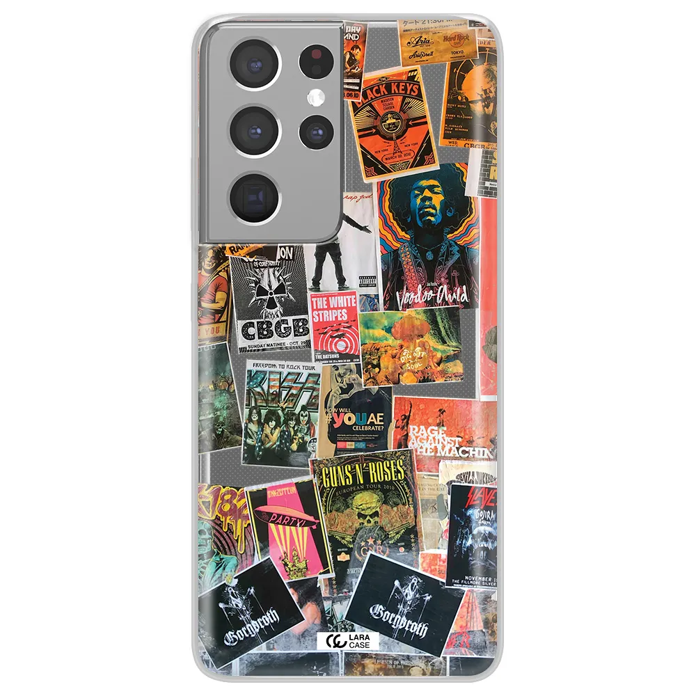 a collection of posters on a wall Samsung S21 Ultra Clear TPU Case