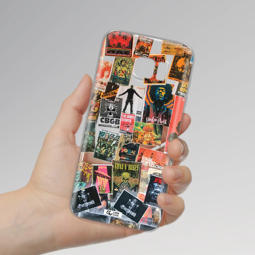 a collection of posters on a wall Samsung S7 Edge Clear TPU Case