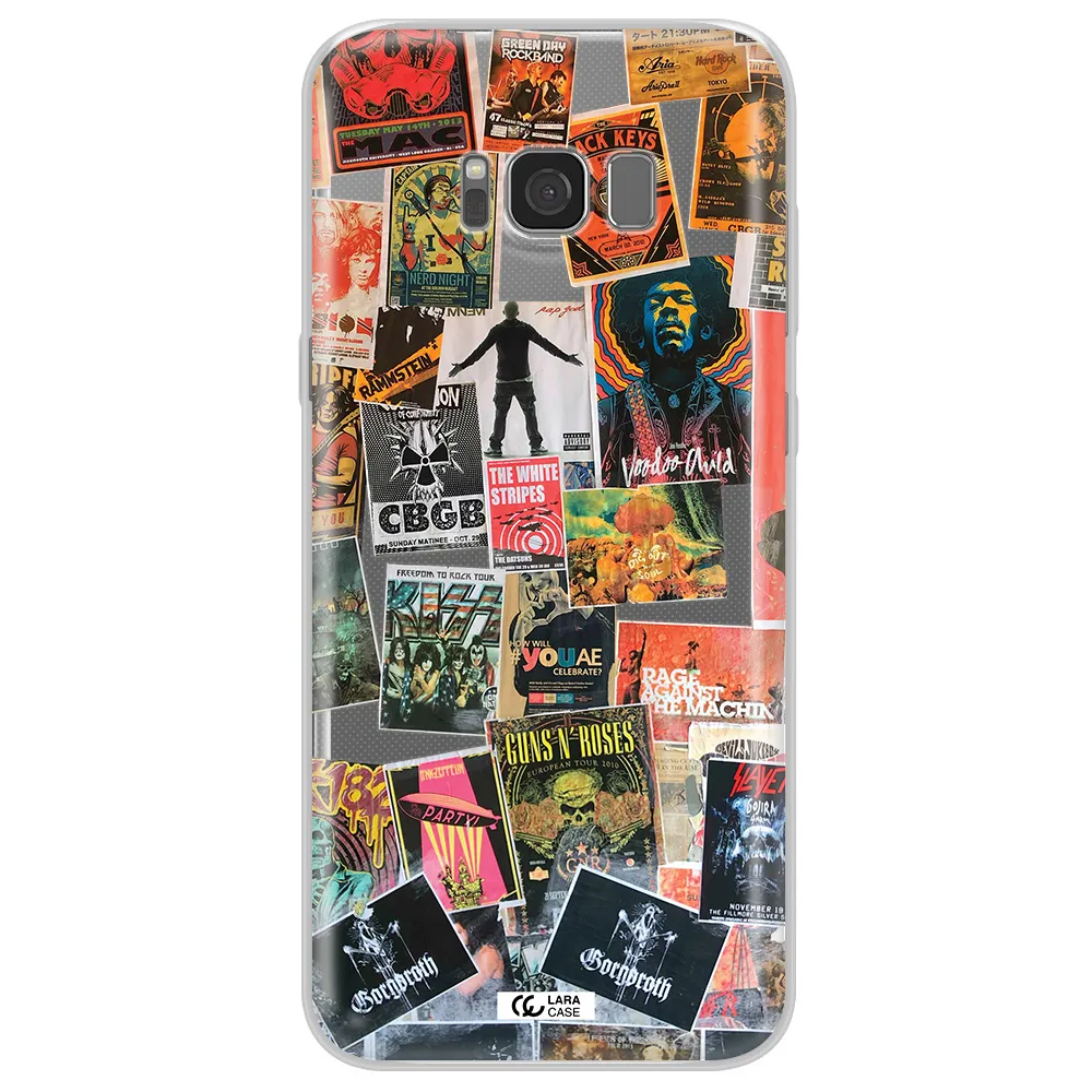 a collection of posters on a wall Samsung S8 Clear TPU Case