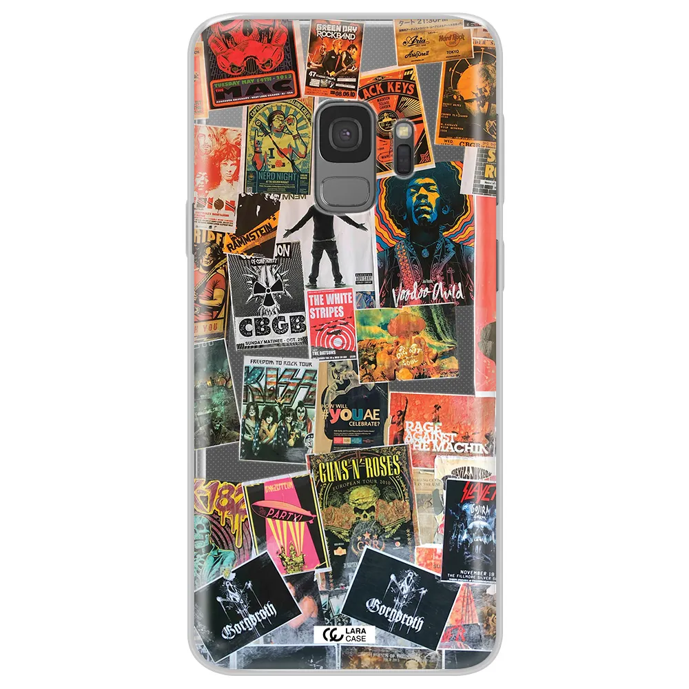 a collection of posters on a wall Samsung S9 Clear TPU Case