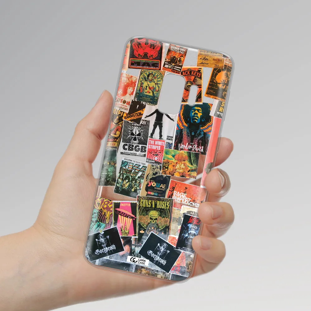 a collection of posters on a wall Samsung S9 Clear TPU Case