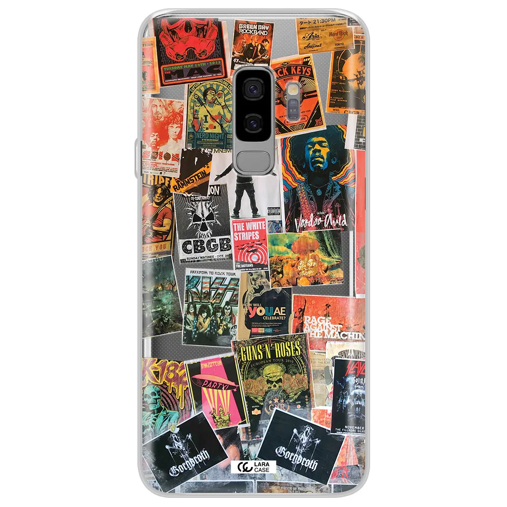 a collection of posters on a wall Samsung S9 Plus Clear TPU Case