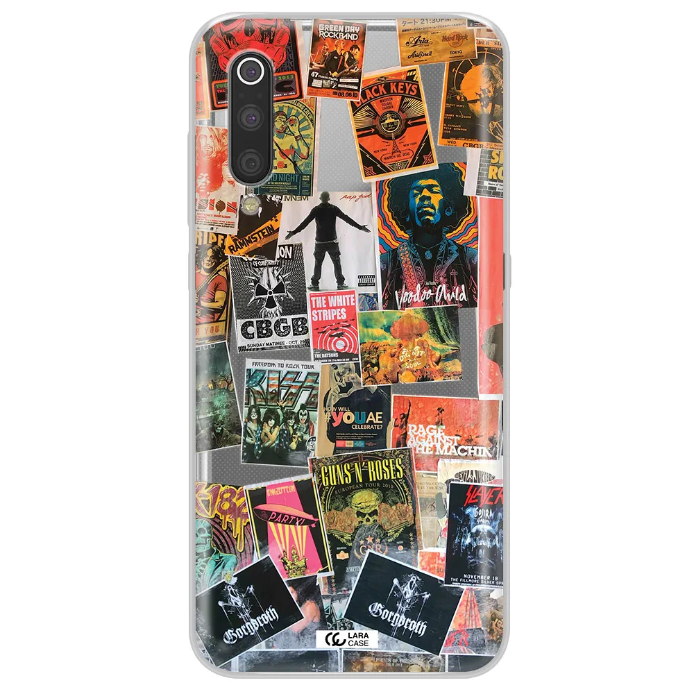 a collection of posters on a wall Xiaomi Mi 9 Clear TPU Case