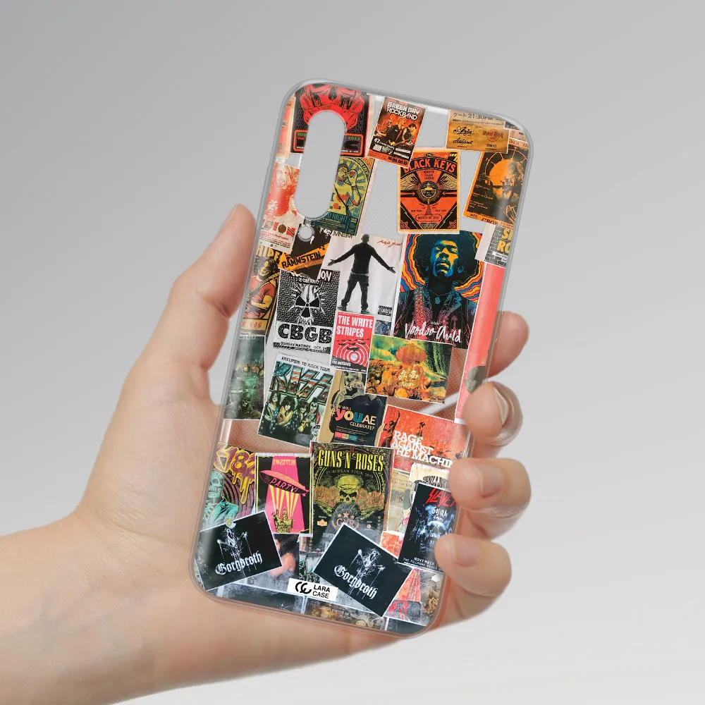 a collection of posters on a wall Xiaomi Mi 9 Clear TPU Case