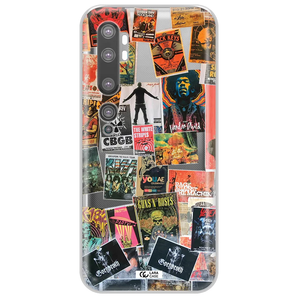 a collection of posters on a wall Xiaomi Mi Note 10 Clear TPU Case