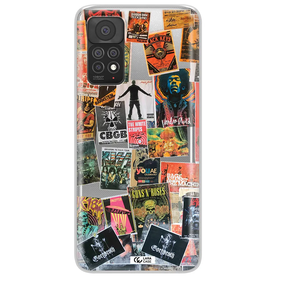 a collection of posters on a wall Xiaomi Note 11 Pro Clear TPU Case