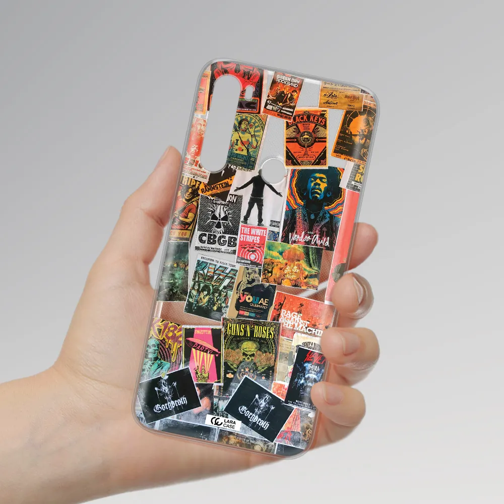 a collection of posters on a wall Xiaomi Note 8 Clear TPU Case