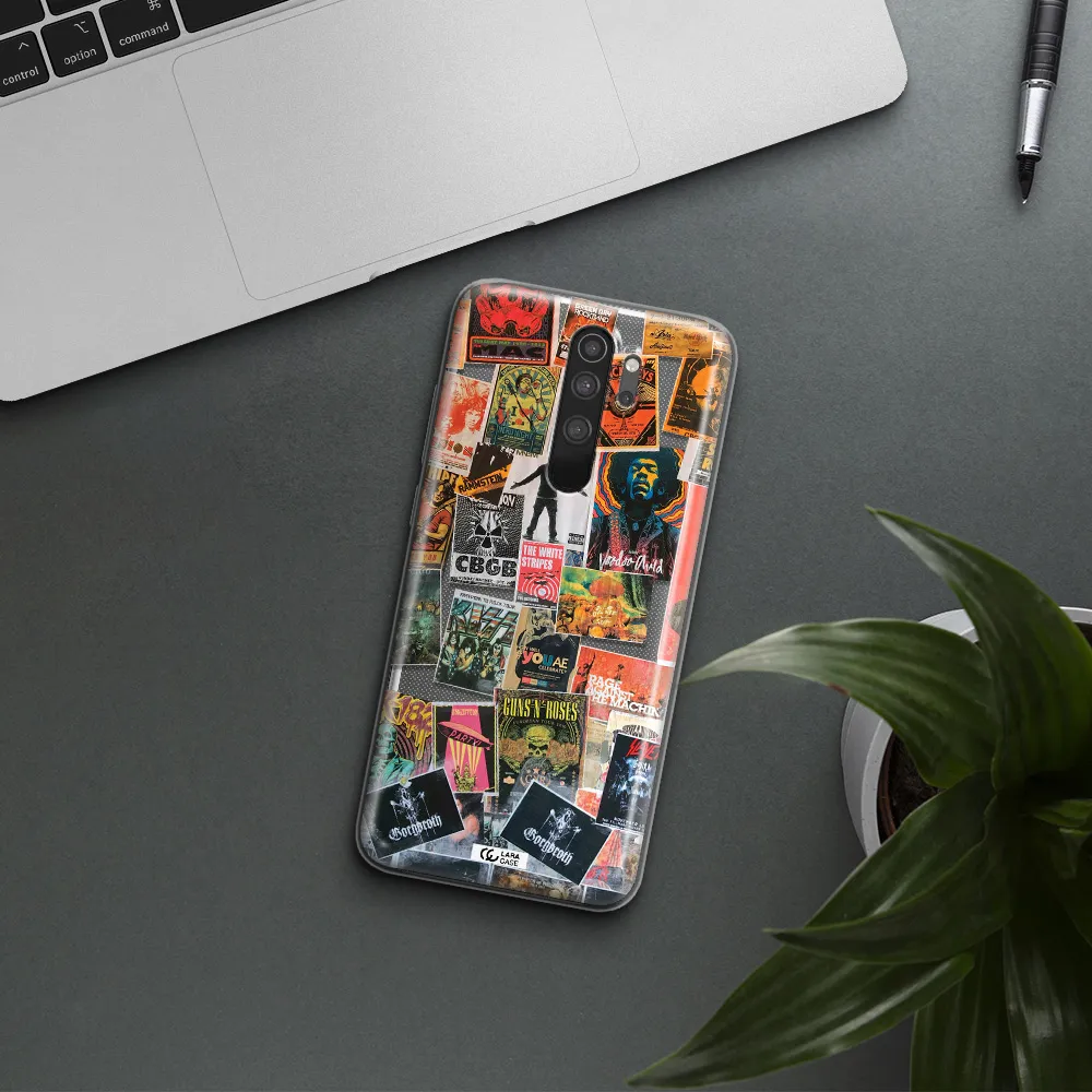 a collection of posters on a wall Xiaomi Note 8 Pro Clear TPU Case