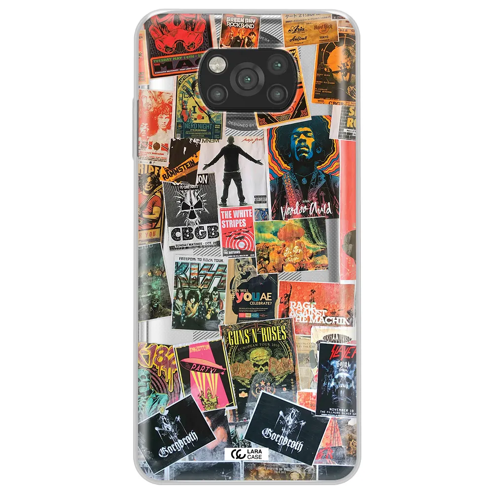 a collection of posters on a wall Xiaomi Poco X3 Clear TPU Case