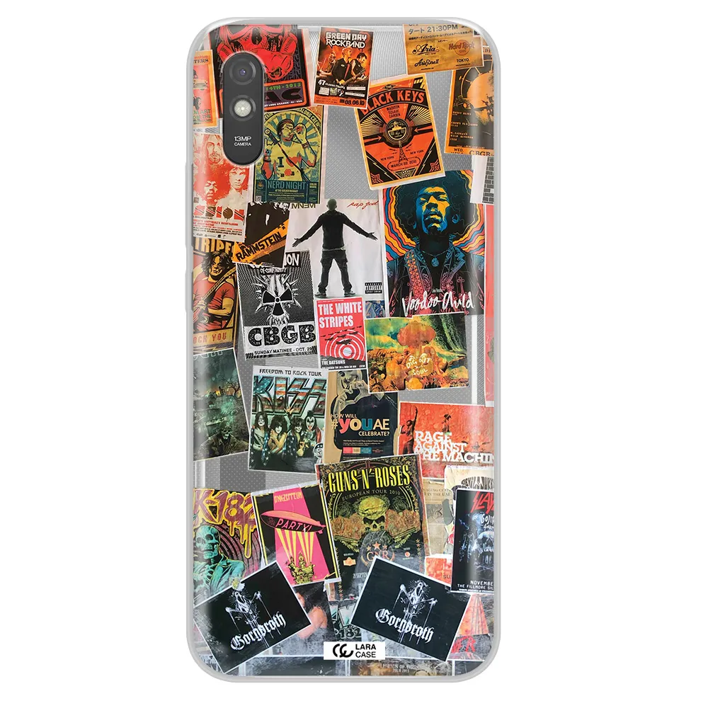 a collection of posters on a wall Xiaomi Redmi 9A Clear TPU Case