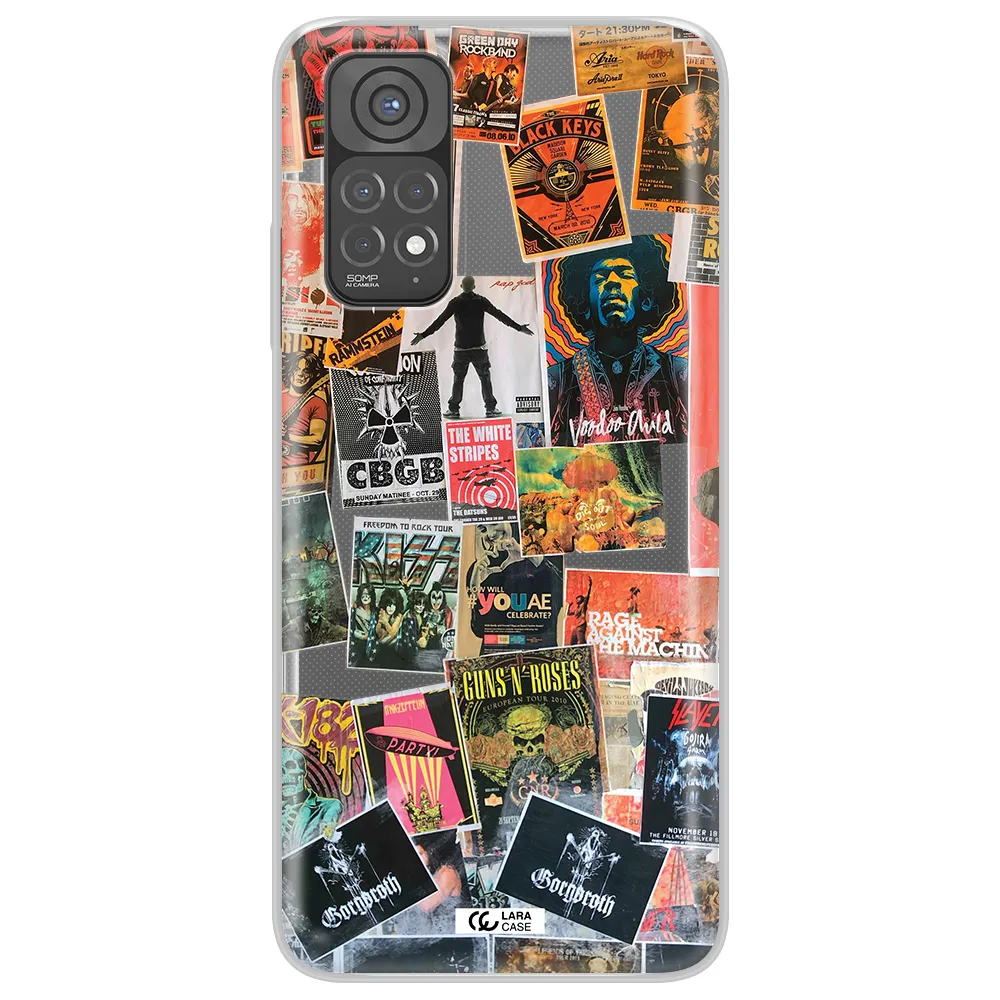 a collection of posters on a wall Xiaomi Redmi Note 11 Clear TPU Case