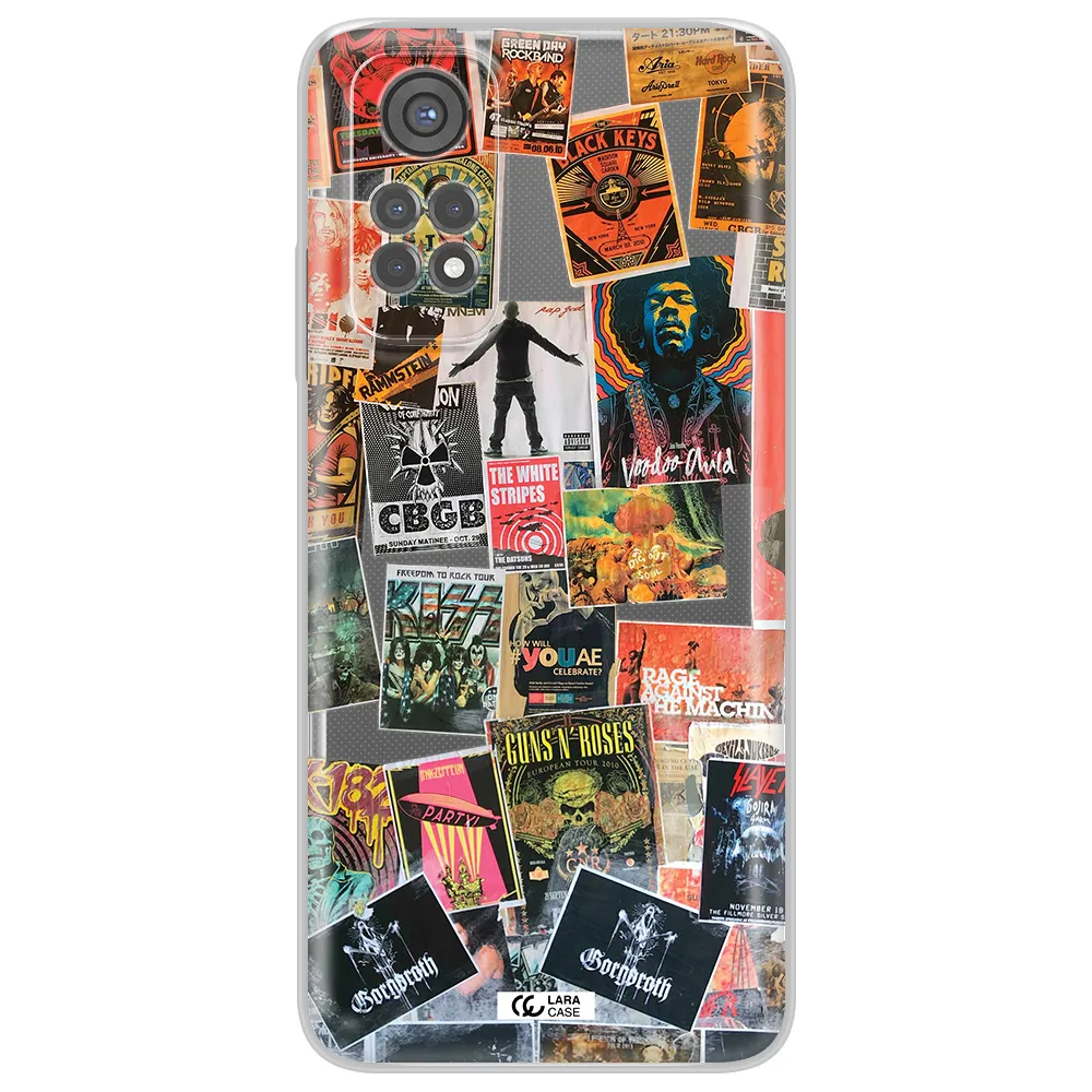 A Collection Of Posters On A Wall Xiaomi Redmi Note 11S Clear Tpu Case