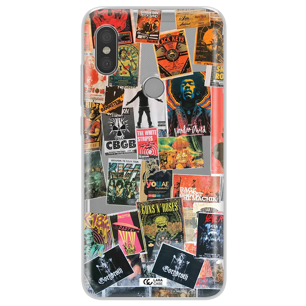 a collection of posters on a wall Xiaomi Redmi Note 6 Pro Clear TPU Case