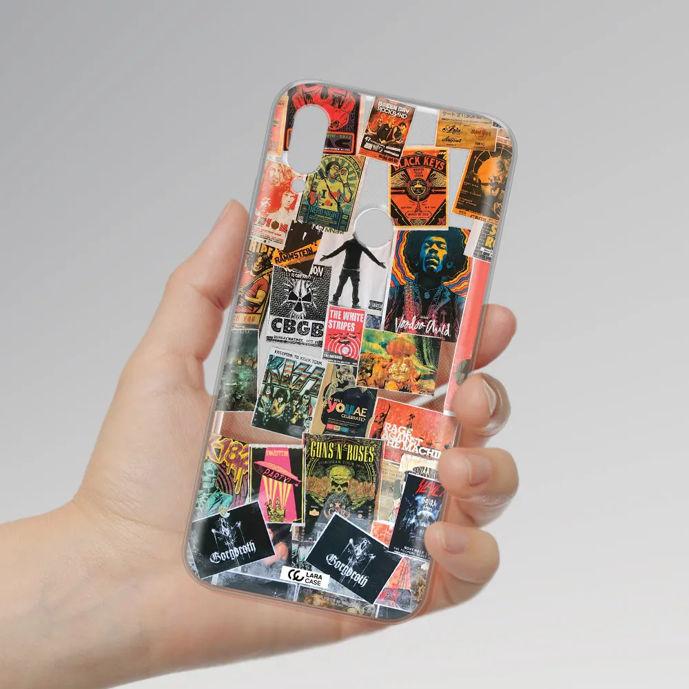 a collection of posters on a wall Xiaomi Redmi Note 7 Clear TPU Case