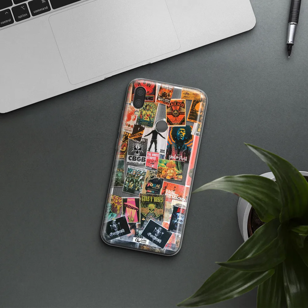a collection of posters on a wall Xiaomi Redmi Note 7 Clear TPU Case