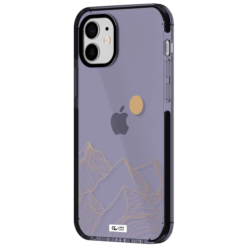 a mountain range with a sun in the background Apple iPhone 11 impact Lilac Case
