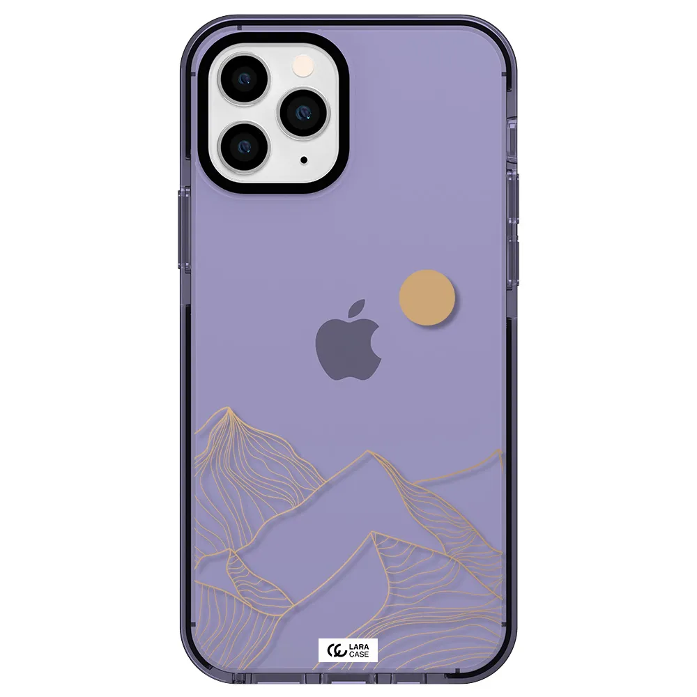 a mountain range with a sun in the background Apple iPhone 11 pro impact Lilac Case