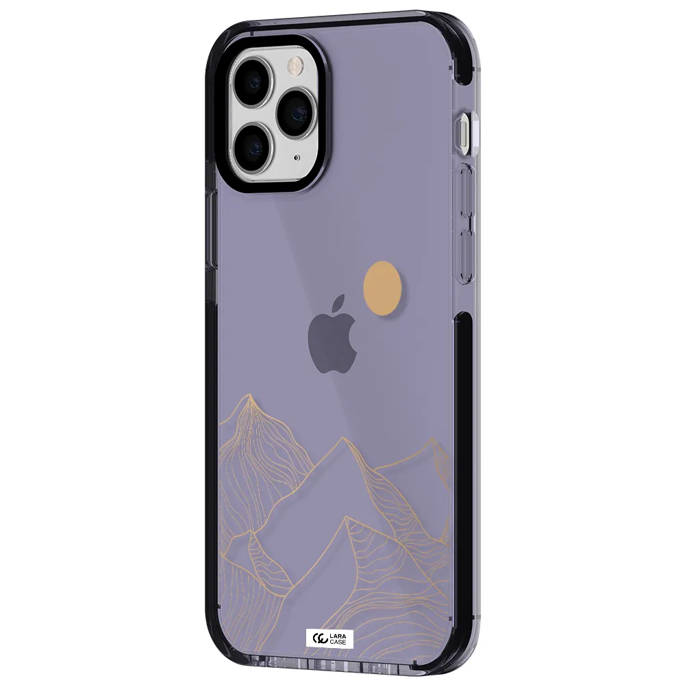 a mountain range with a sun in the background Apple iPhone 11 pro impact Lilac Case