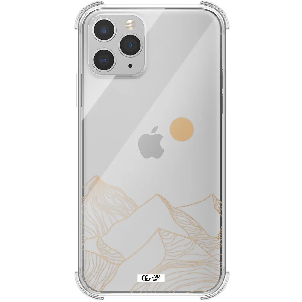 a mountain range with a sun in the background Apple iPhone 11 pro max Clear PC Case