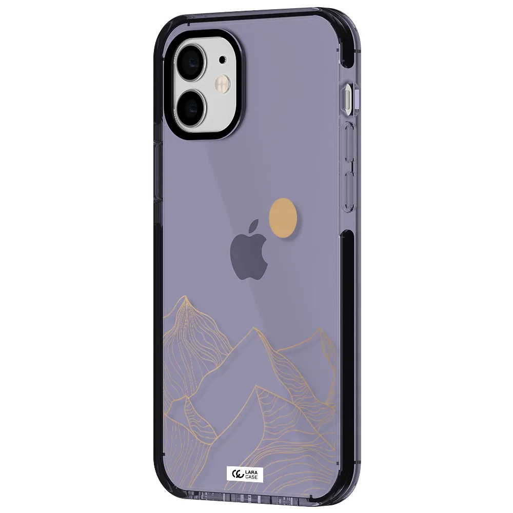a mountain range with a sun in the background Apple iPhone 12 impact Lilac Case