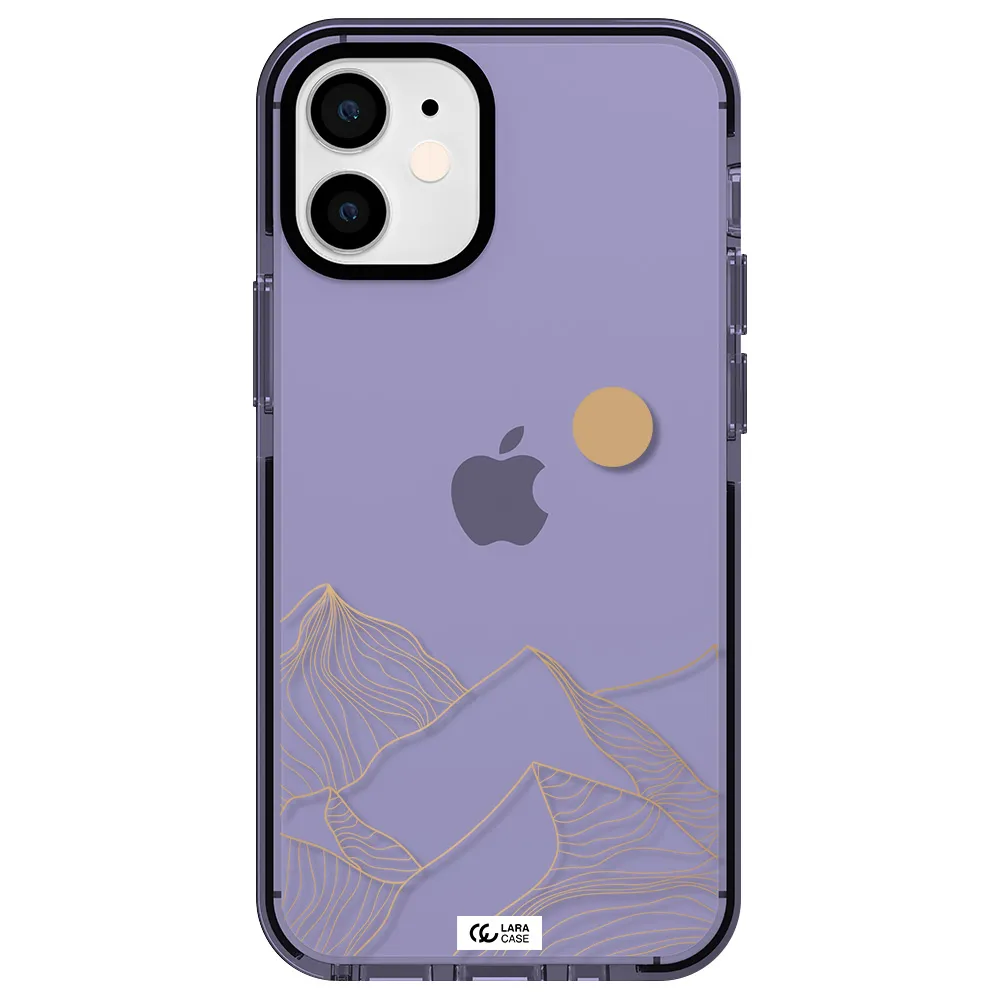 a mountain range with a sun in the background Apple iPhone 12 mini impact Lilac Case
