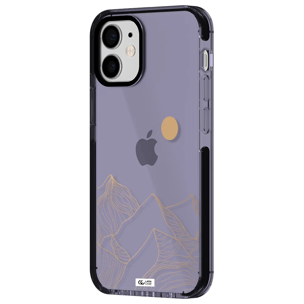 a mountain range with a sun in the background Apple iPhone 12 mini impact Lilac Case