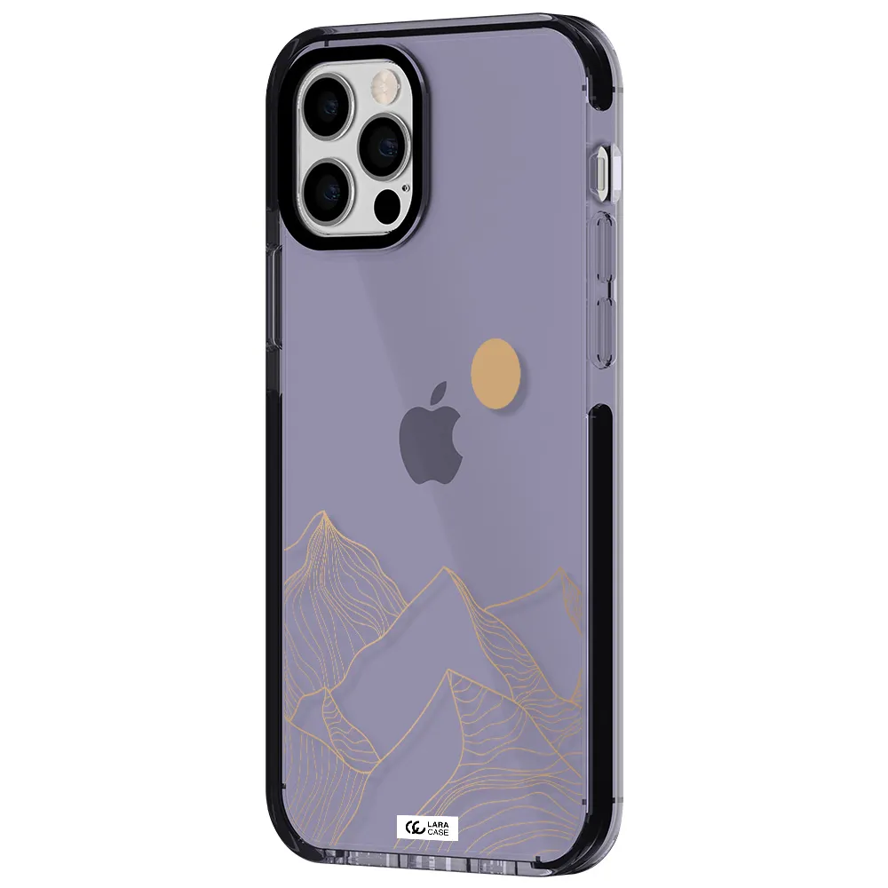 a mountain range with a sun in the background Apple iPhone 12 pro impact Lilac Case