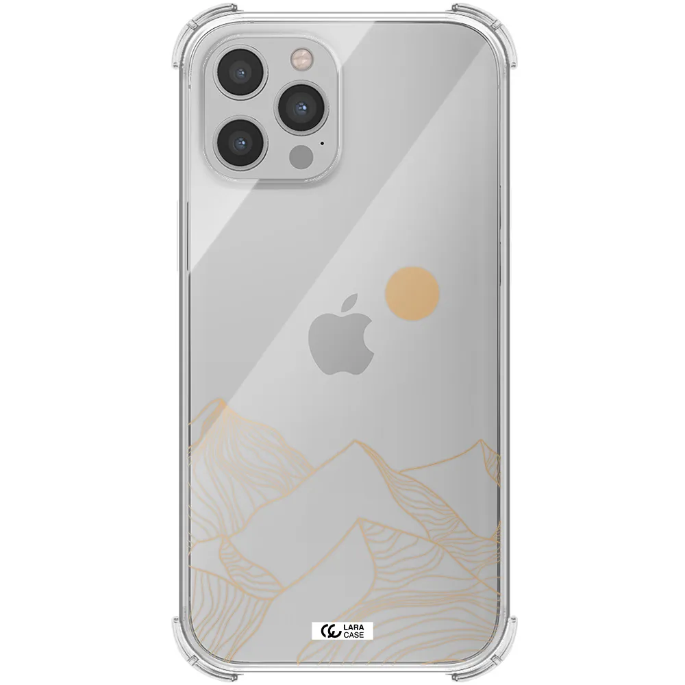 a mountain range with a sun in the background Apple iPhone 12 pro max Clear PC Case