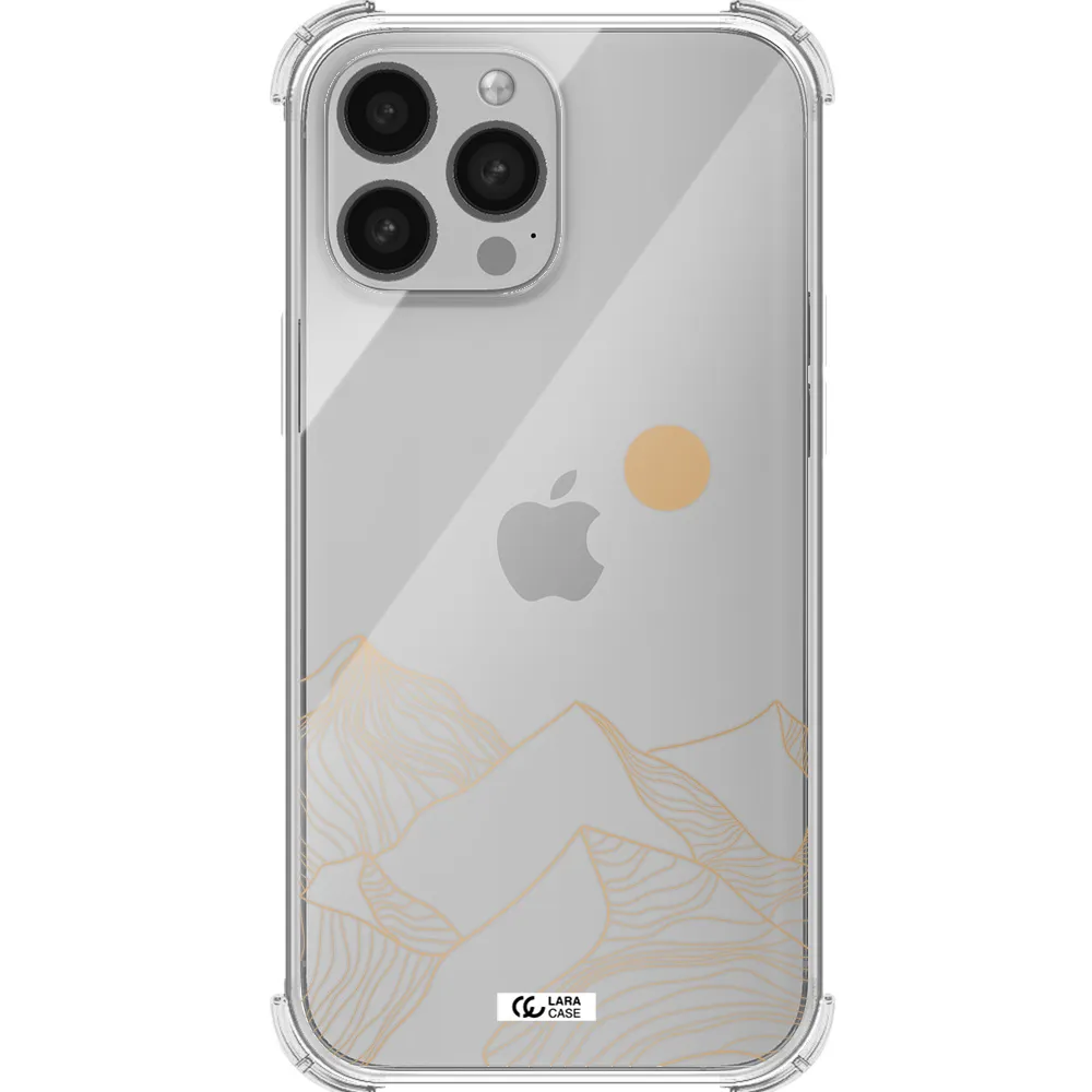 a mountain range with a sun in the background Apple iPhone 13 Pro Max Clear PC Case