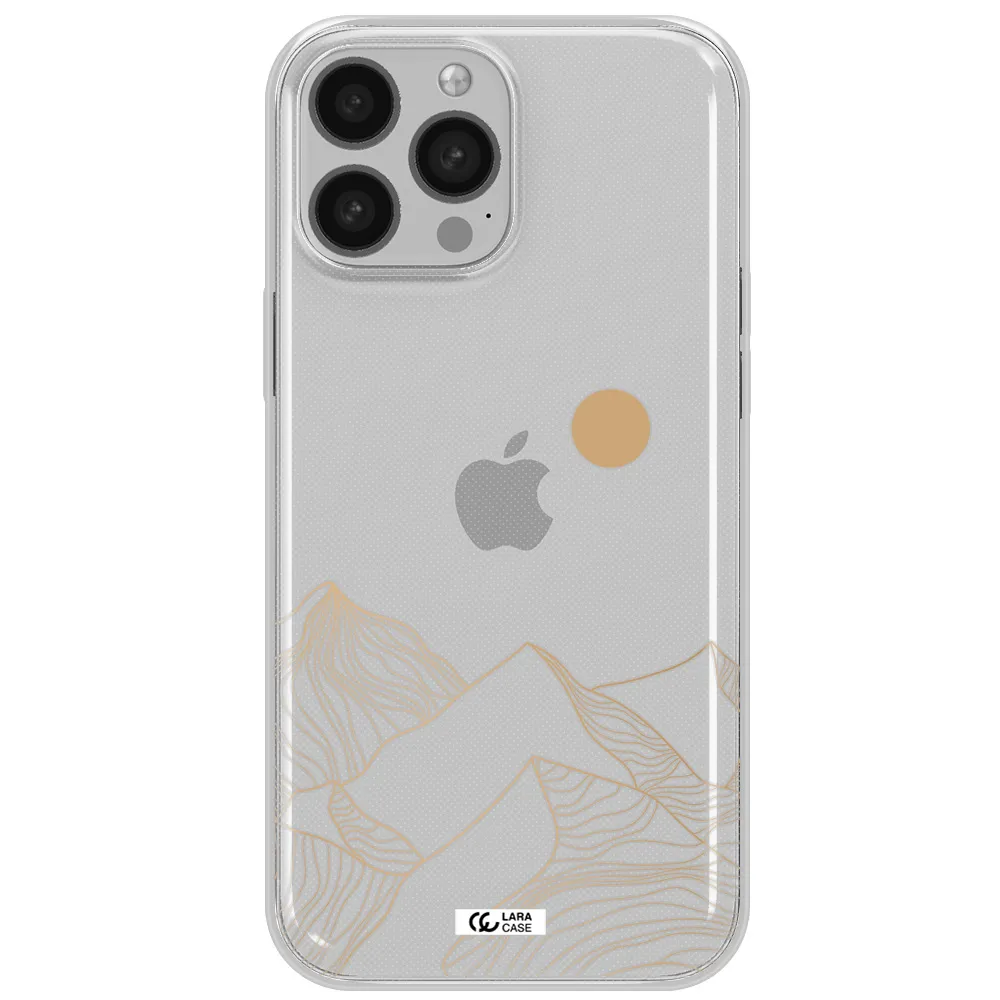 a mountain range with a sun in the background Apple iPhone 13 Pro Max Clear TPU Case