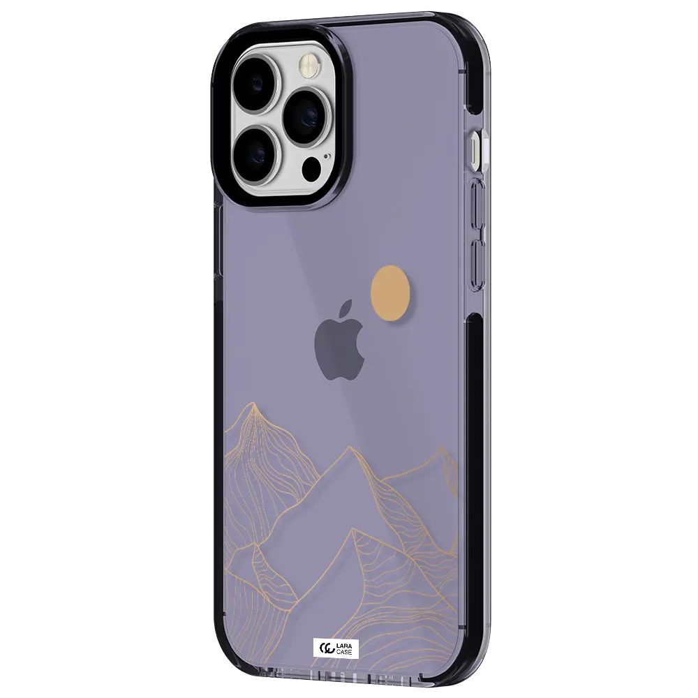 a mountain range with a sun in the background Apple iPhone 13 Pro Max impact Lilac Case