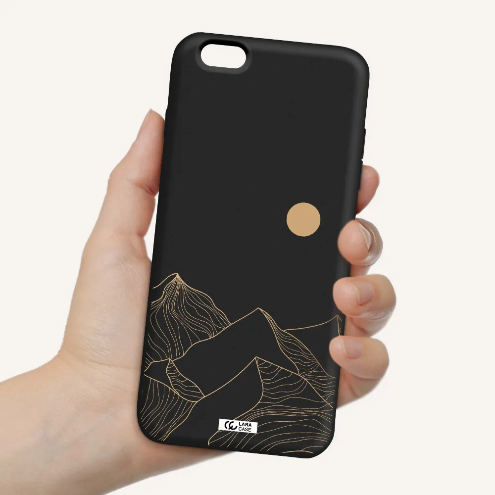 a mountain range with a sun in the background Apple iPhone 6 plus Silicone black Case