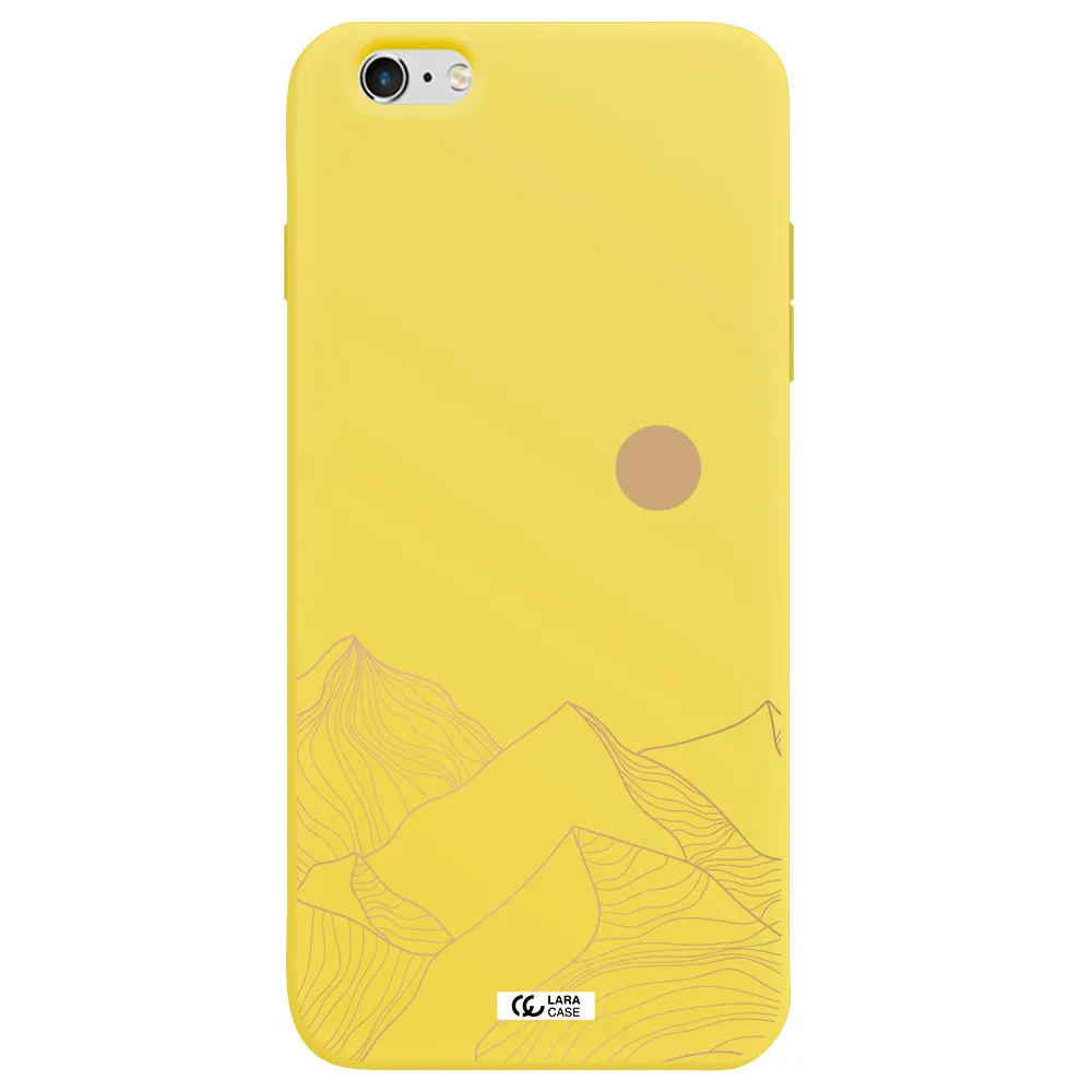 a mountain range with a sun in the background Apple iPhone 6 plus Silicone canary yellow Case