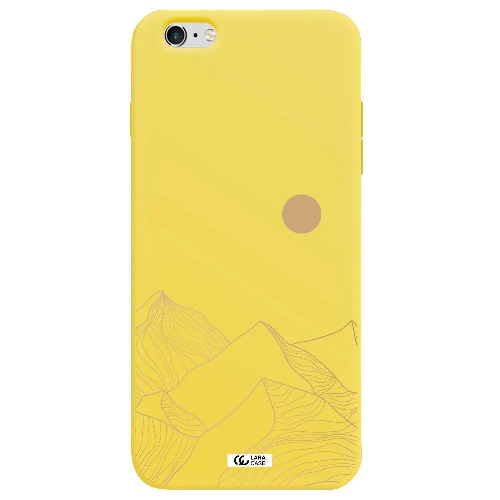 a mountain range with a sun in the background Apple iPhone 6 s plus Silicone canary yellow Case