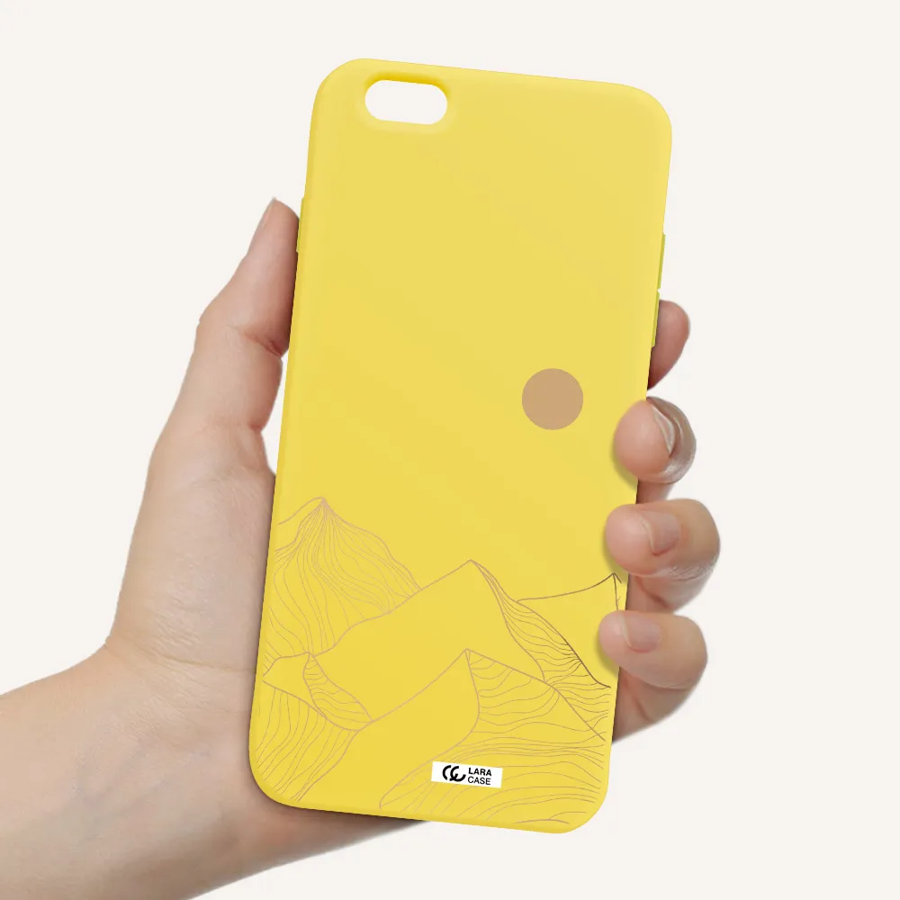 a mountain range with a sun in the background Apple iPhone 6 s plus Silicone canary yellow Case