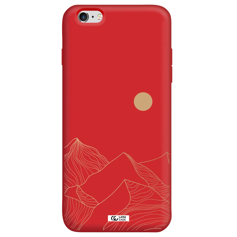 a mountain range with a sun in the background Apple iPhone 6 s plus Silicone Imperial Red Case