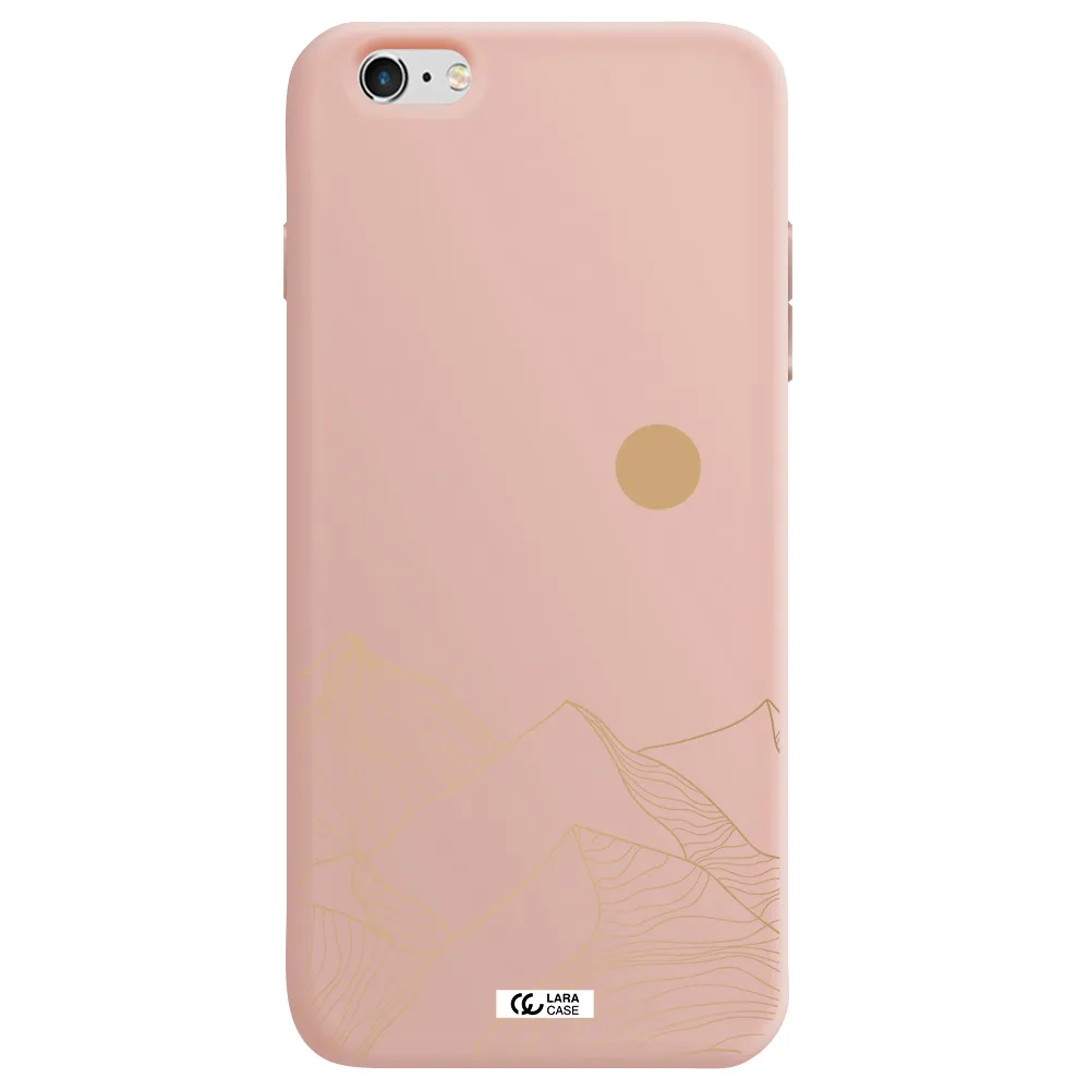 a mountain range with a sun in the background Apple iPhone 6 s plus Silicone pastel pink Case