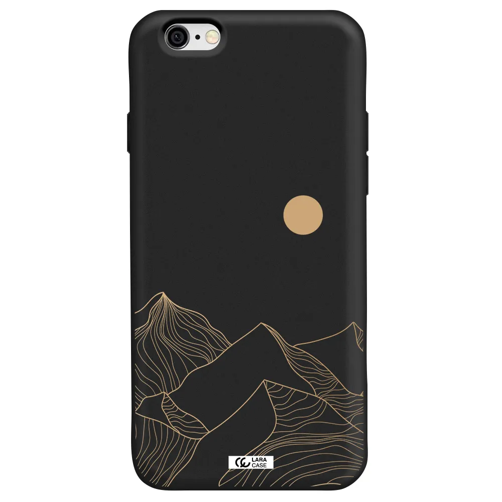 a mountain range with a sun in the background Apple iPhone 6 Silicone black Case