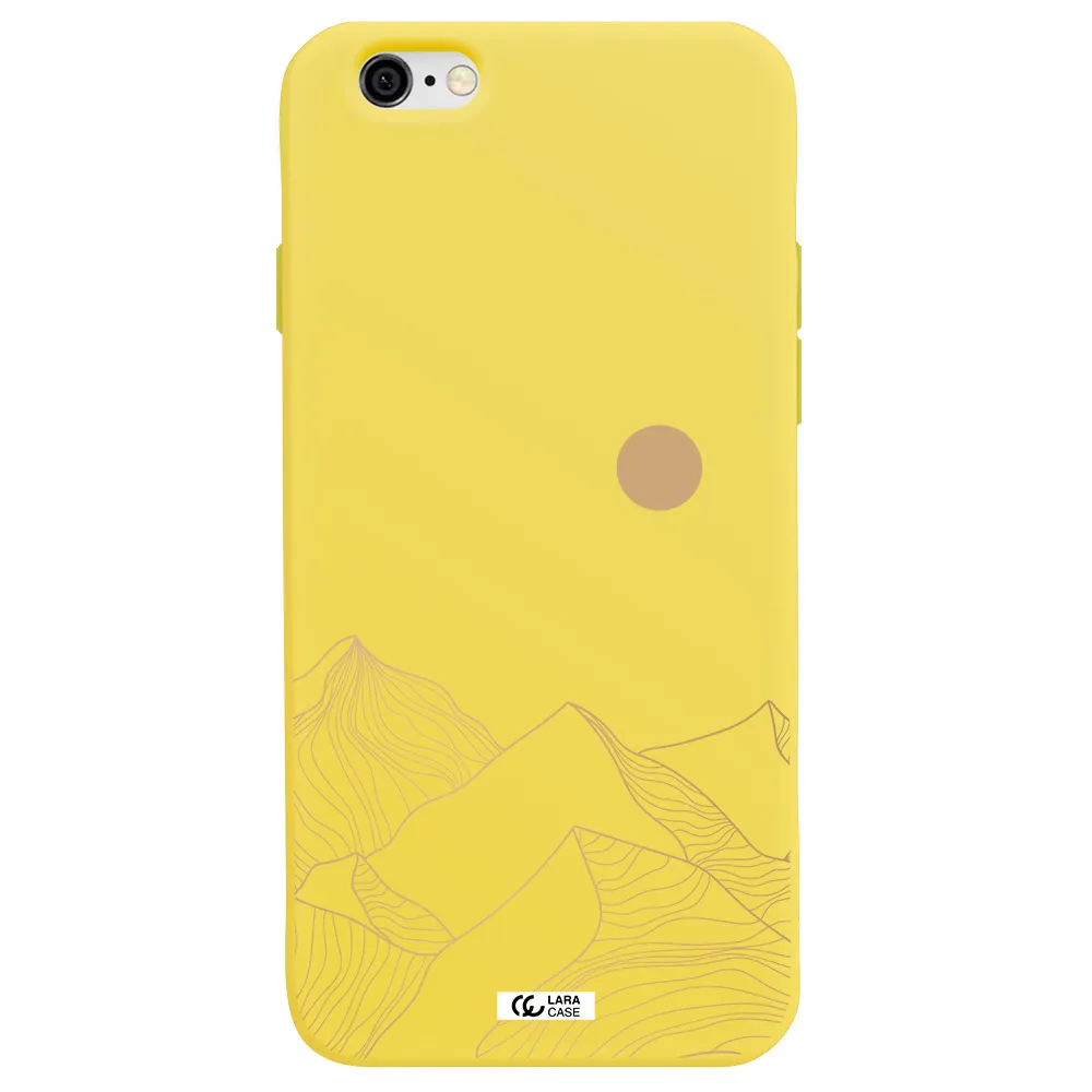 a mountain range with a sun in the background Apple iPhone 6 Silicone canary yellow Case