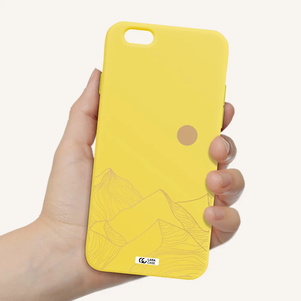 a mountain range with a sun in the background Apple iPhone 6 Silicone canary yellow Case