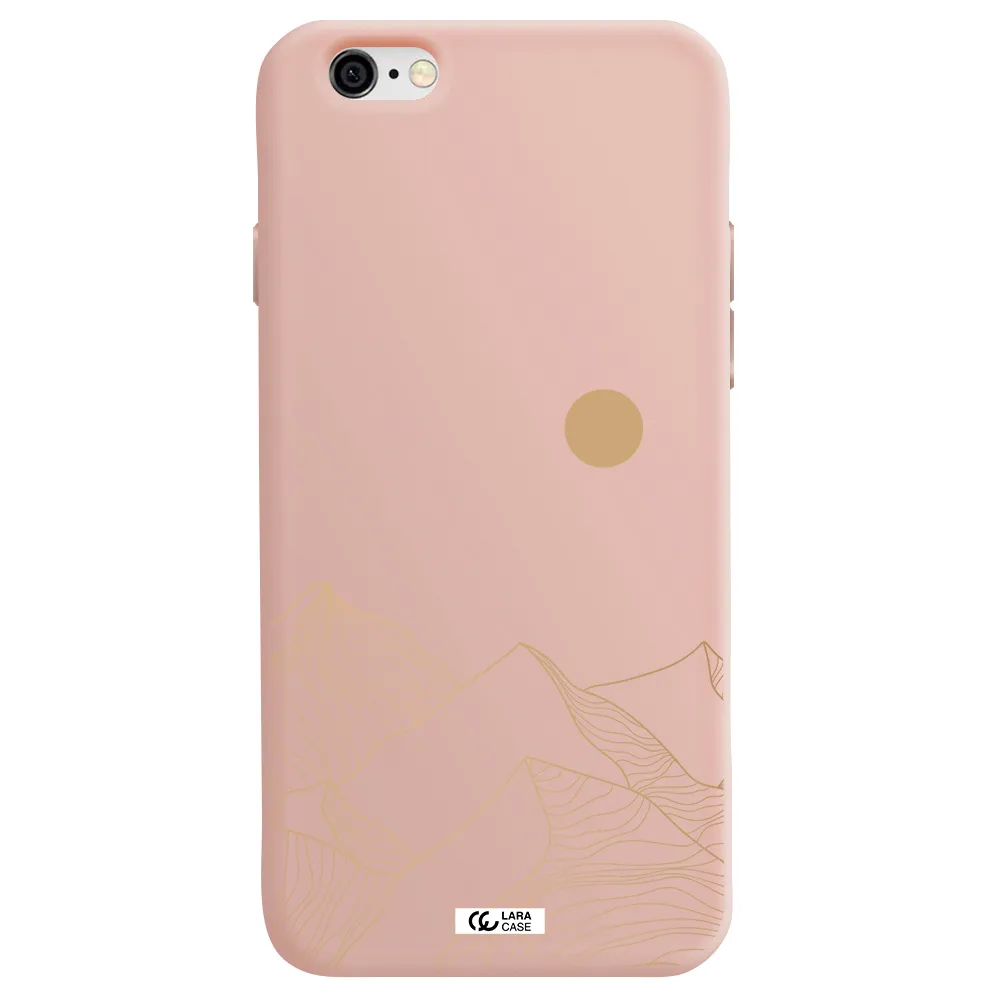 a mountain range with a sun in the background Apple iPhone 6 Silicone pastel pink Case