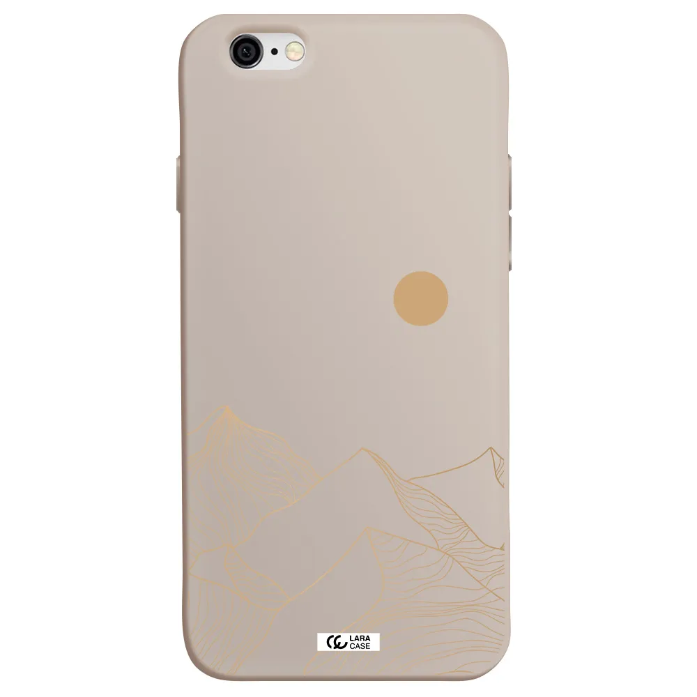 a mountain range with a sun in the background Apple iPhone 6 Silicone Stone Case