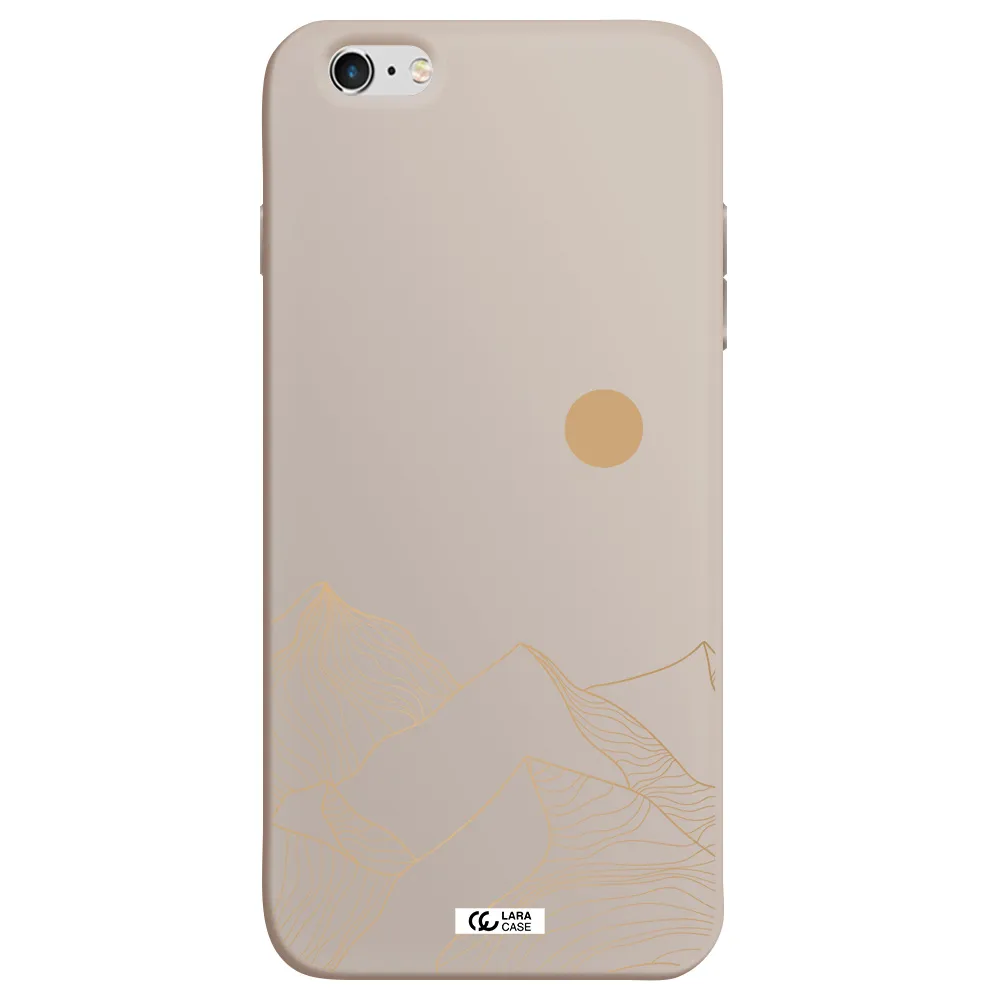 a mountain range with a sun in the background Apple iPhone 6S Silicone Stone Case